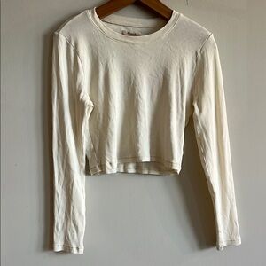 Madewell Cream Ribbed Crop Long Sleeve Top Tee Size L